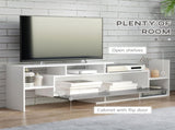 TV Cabinet with Wall Shelf for Wall-Mounted 65" TVs or Standing 40" TVs - White and Grey T3398P342479