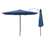Garden Parasol with Wooden Pole 350 cm Blue 47139