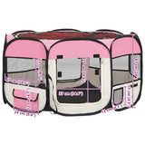 171011 Foldable Dog Playpen with Carrying Bag Pink 125x125x61 cm