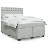 Box Spring Bed with Mattress Light Grey 140x190 cm Velvet 3290918