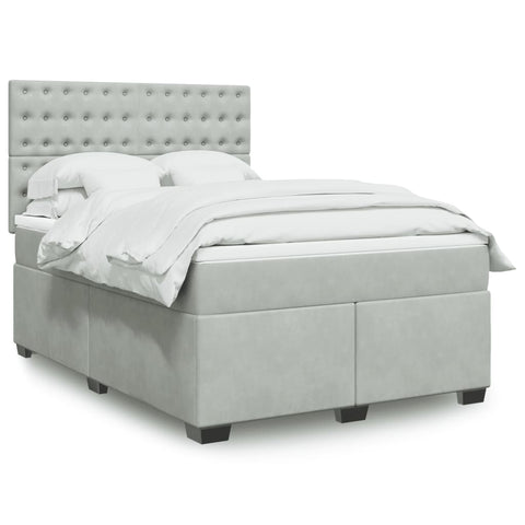 Box Spring Bed with Mattress Light Grey 140x190 cm Velvet 3290918