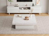 Modern square coffee table with marble look, Centre Tea Table with 4 Sliding Drawers, Coffee End N605P375112W