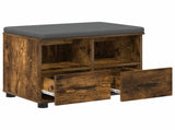 Hall Bench with Cushion with Drawer Smoked Oak 60 x 38 x 46 cm 891452