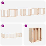 Dog Gate with Door Foldable 12 Panels 600 cm Poplar Wood 3155530