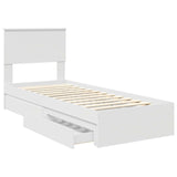 Storage Bed with Headboard White 75 x 190 cm Engineered Wood 3410847