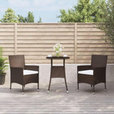 3 Piece Garden Bistro Set with Cushions Brown Poly Rattan 3187438