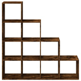 Room Divider Bookcase 4-Tier Smoked Oak 131.5x29x131.5 cm Engineered Wood 857971