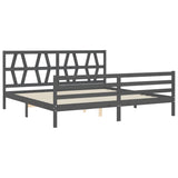 Bed Frame without Mattress Grey 200x200 cm Solid Wood 3194398