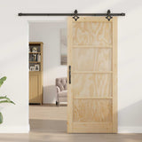 Sliding Door Natural and Black 86 x 198.5 cm Solid Pine Wood 3445510