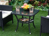 3 Pieces Rattan Bistro Set, Wicker Garden Furniture Set with 2-Tier Coffee Table and Chairs, T3398P314226
