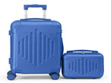 2-Piece ABS Luggage Set with Diamond Pattern & Non-TSA Locks Navy Blue 68760383