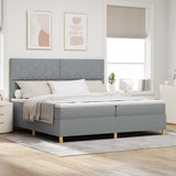 Box Spring Bed with Headboard Light grey 200 x 200 cm Fabric 3339721