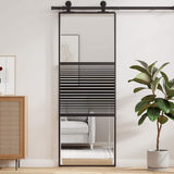 Glass Door Striped Black 76 x 2 x 205 cm Aluminium 42012460