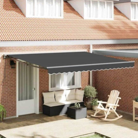 Retractable Awning Manual Anthracite 400x300 cm Fabric 3330501