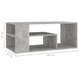 ZNTS Coffee Table Concrete Grey 100x50x40 cm Engineered Wood 806925