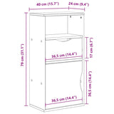 Side Cabinet with Drawer "ODDA" White 40x24x79 cm Solid Wood Pine 4103600
