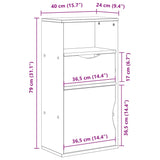 ZNTS Side Cabinet with Drawer ODDA White 40x24x79 cm Solid Wood Pine 4103600