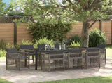 Garden Dining Set 9 pcs Grey Powder-Coated Steel 3380656