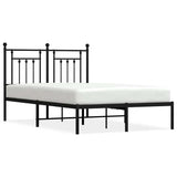 Metal Bed Frame without Mattress with Headboard Black 135x190cm 353536