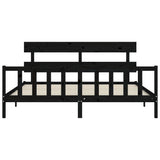 Bed Frame without Mattress Black 200x200 cm Solid Wood Pine 3193295