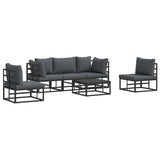 Garden Sofa Set with Cushion 6 pcs Black Aluminium 3378847