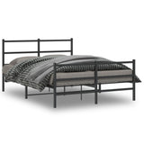 Metal Bed Frame without Mattress with Footboard Black 140x190cm 355383