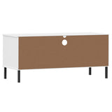 TV Cabinet with Metal Legs White Solid Wood Pine OSLO 351026