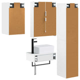 Bathroom Furniture Set 5 pcs White Engineered Wood and Glass 3407279