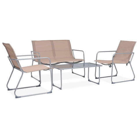 4 Piece Garden Lounge Set Fabric & Steel Taupe 44354