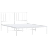 Metal Bed Frame without Mattress with Headboard White 150x200cm 352531