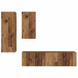 TV Cabinet Set Wall-mounted 4 pcs Old Wood Engineered Wood 3393282