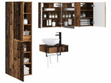 Bathroom Furniture Set 5 pcs Old Wood Engineered Wood and Glass 3407261