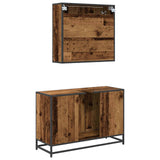 Bathroom Furniture Set with Door 2 pcs Old Wood Engineered Wood 3402387