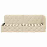 Corner Bed Frame with Headboard Cream 80 x 200 cm Fabric 42016485