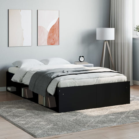 ZNTS Bed Frame without Mattress Black 120x190 cm Small Double Small Double 3203895