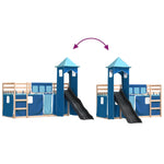 Bunk Bed without Mattress with Slide and Curtains Blue 90x200 cm 3284189