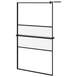 Walk-in Shower Wall with Shelf Black 115x195 cm ESG Glass&Aluminium 3185483