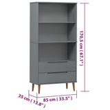 Bookcase MOLDE Grey 85x35x170,5 cm Solid Wood Pine 350542