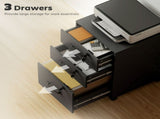 Three Drawer Wood-Effect Filing Cabinet - Black T3398P425019
