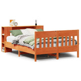 Bookcase Bed without Mattress Wax Brown 135x190 cm Double Solid Wood Pine 3323193