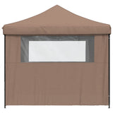 ZNTS Foldable Party Tent Pop-Up with 4 Sidewalls Brown 4004932