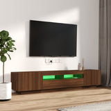 2 Piece TV Cabinet Set with LED Lights Brown Oak Engineered Wood 3120172