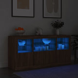 Sideboard with LED Lights Brown Oak 142.5x37x67 cm 3209071