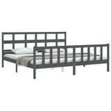 Bed Frame without Mattress Grey 200x200 cm Solid Wood Pine 3193033