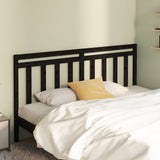 Bed Headboard Black Solid Pine Wood Decorative Inlays 817809
