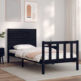 Bed Frame without Mattress Black Small Single Solid Wood Pine 3193170