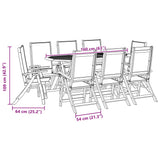 ZNTS 9 Piece Garden Dining Set Solid Wood Acacia and Textilene 3279313