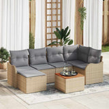 Garden Sofa Set 7 pcs Beige and Light Grey Poly Rattan 3356145