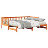 Pull-out Day Bed Wax Brown 193.5 x 184 x 66 cm Solid Pine Wood 867847