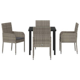 Garden Dining Set with Cushion 5 pcs Grey Poly Rattan 3380107